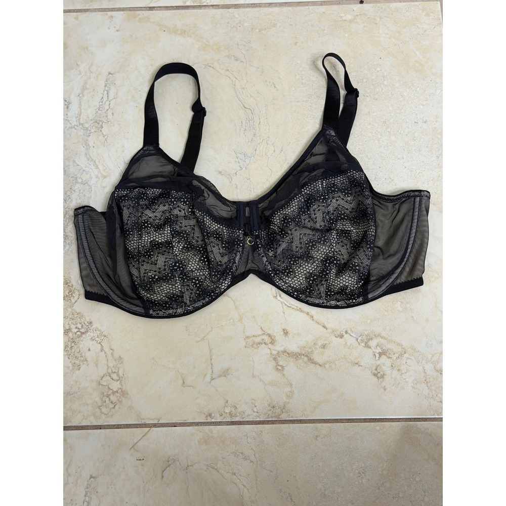 Chantelle‎ C15710 Black Lace Unlined Underwire Bra Womens Size 36H 36FF